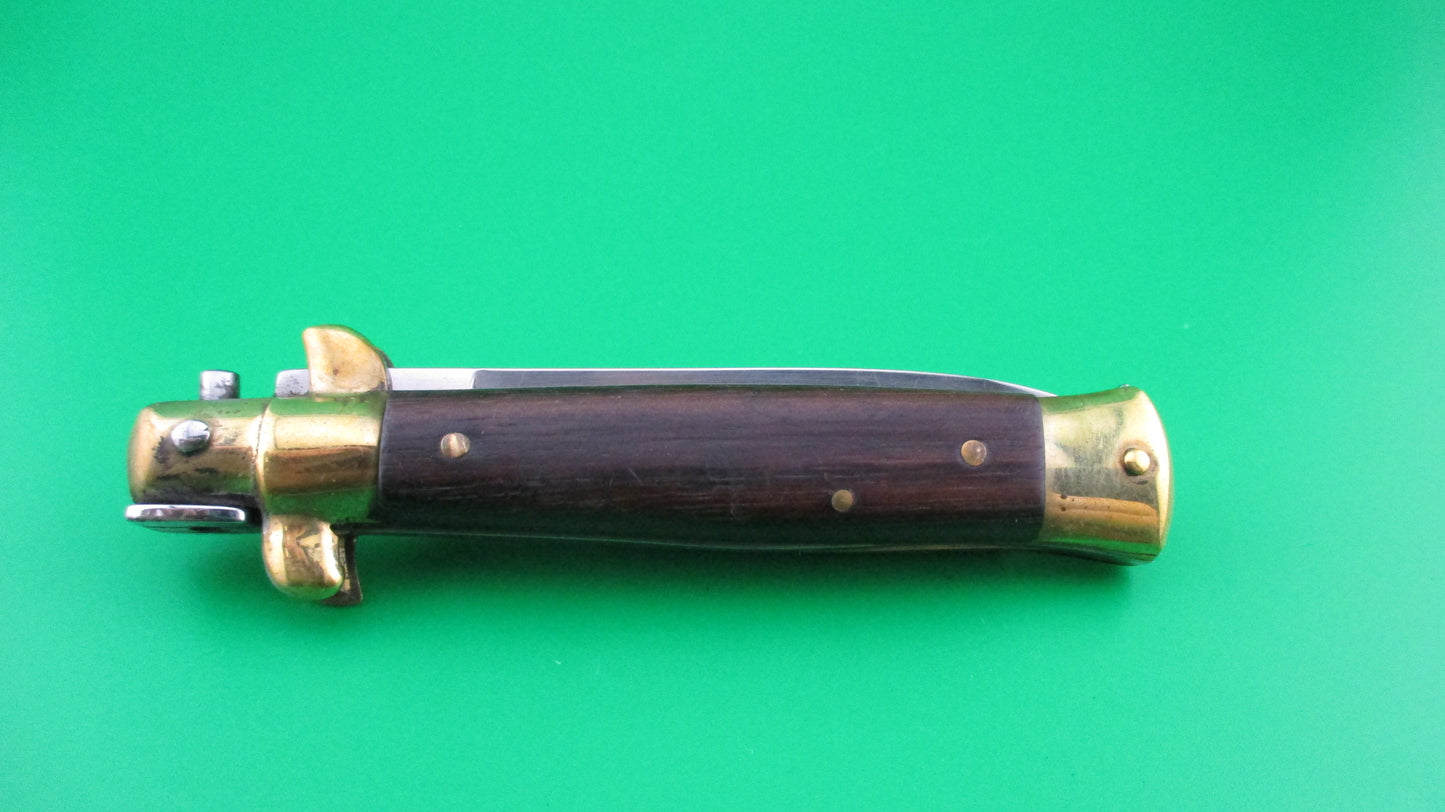 B Rostfrei 18cm Italian Stiletto Wood Brass swivel bolster switchblade knife