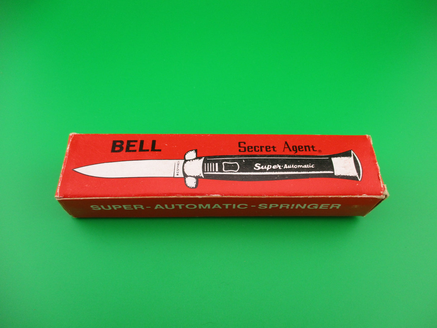 z STAINLESS STEEL 21cm BELL AC-80 Black Super Automatic Secret Agent knife NIB