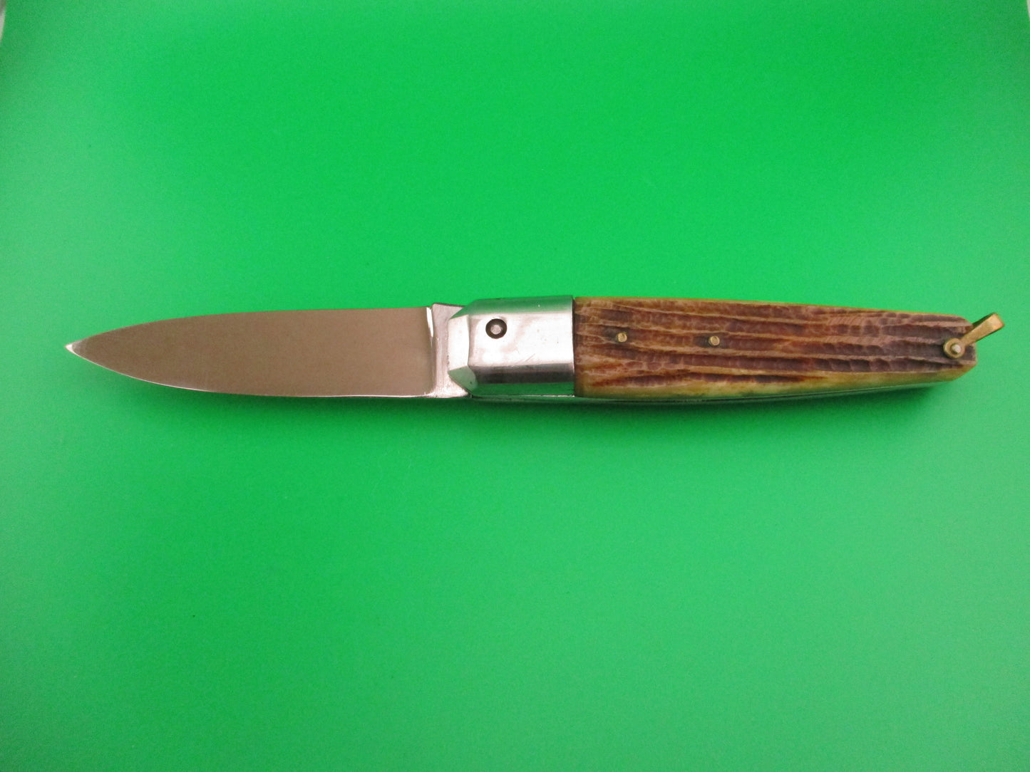 INOX 23cm French Coffin Lever Stag vintage automatic knife