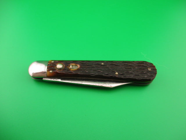 PRESTO #3000 Large Hunter Jigged bone Vintage automatic knife near mint