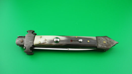 z RIALTO 2006 24cm Italian Custom Brazilian horn Damascus Bolster vintage automatic knife