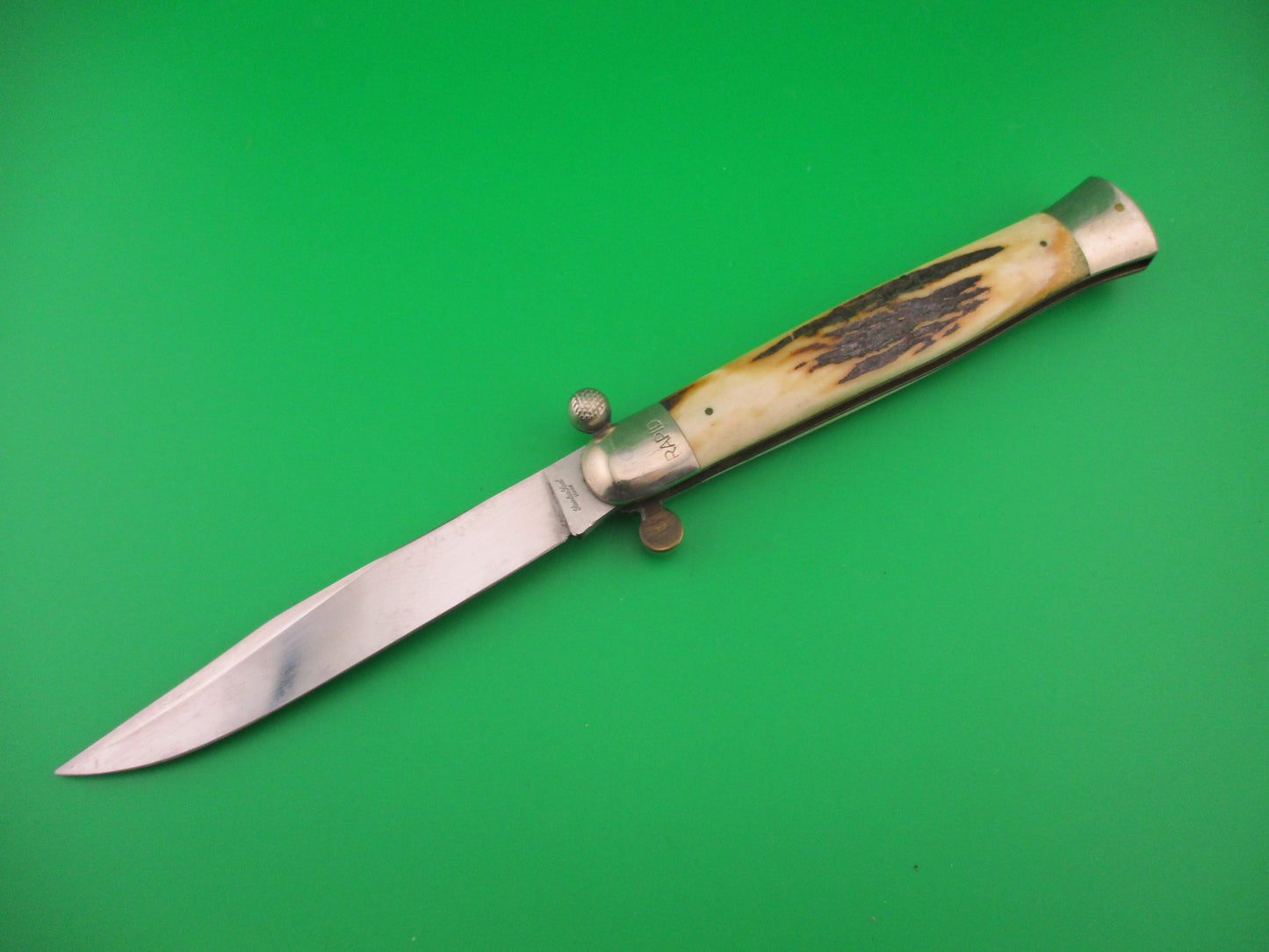 Stainless Steel ITALY 25cm RAPID Italian Stag Knob Flip Open Vintage manual knife