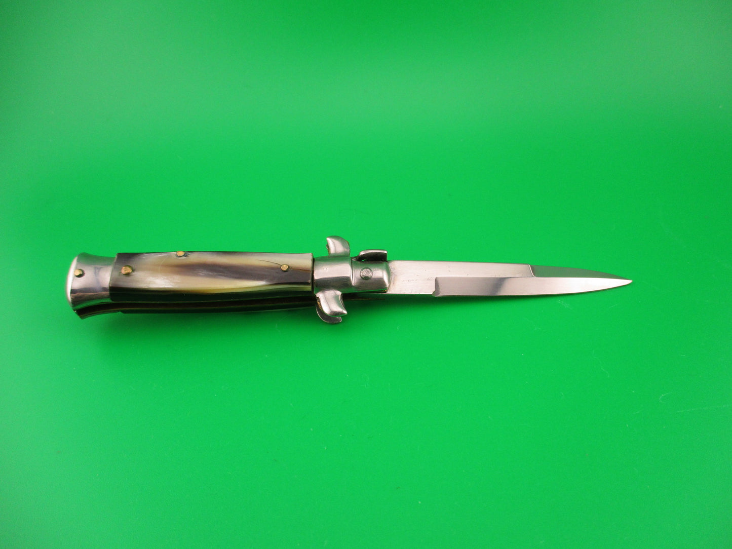 ROSTFREI 14cm Italian Swivel bolster Bayonet Horn automatic knife