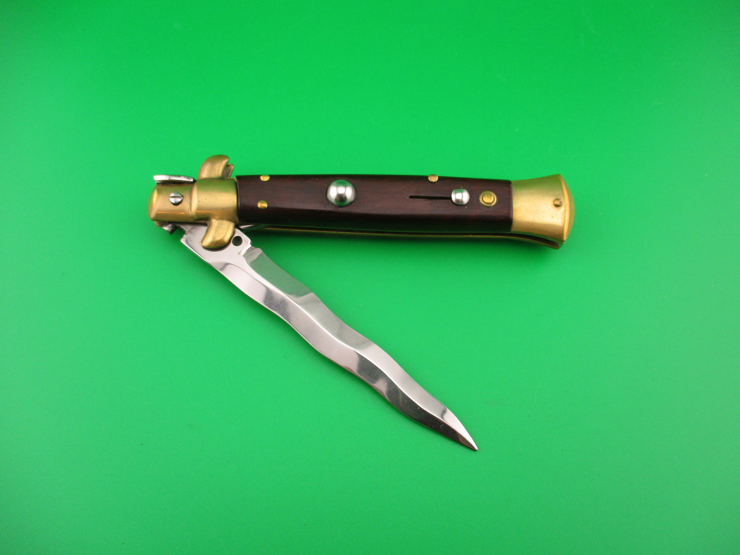 Sterile 23cm Italian Swivel bolster Wood & Brass vintage automatic kit knife
