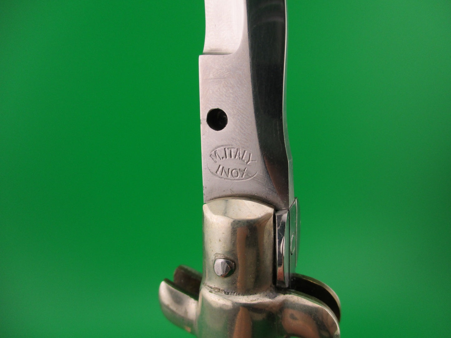 M ITALY INOX 28cm Italian Picklock 1950s Brazilian horn Kris blade automatic knife