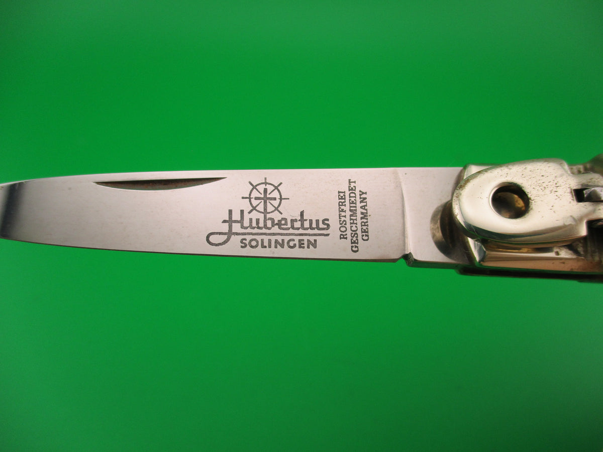 Hubertus 9cm German Lever Slimline Wood scales automatic knife