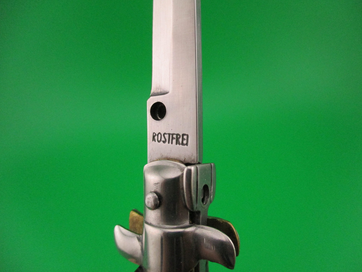 ROSTFREI 14cm Italian Swivel bolster Bayonet Horn automatic knife