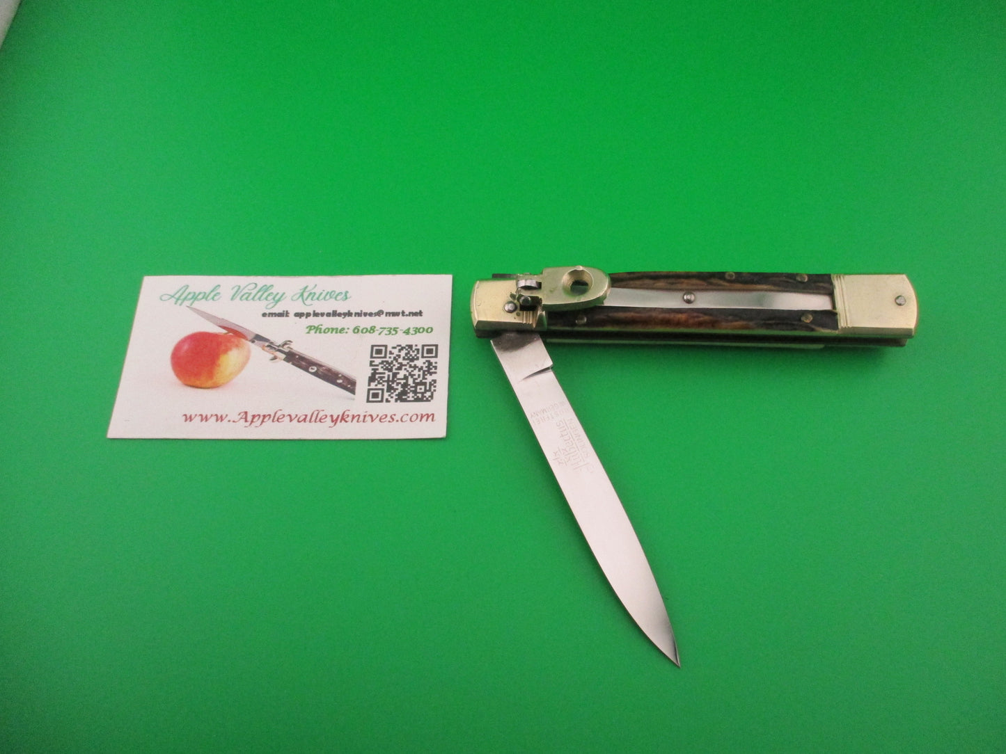 HUBERTUS SOLINGEN ROSTFREI 11cm West German Slimline Lever Stag automatic knife