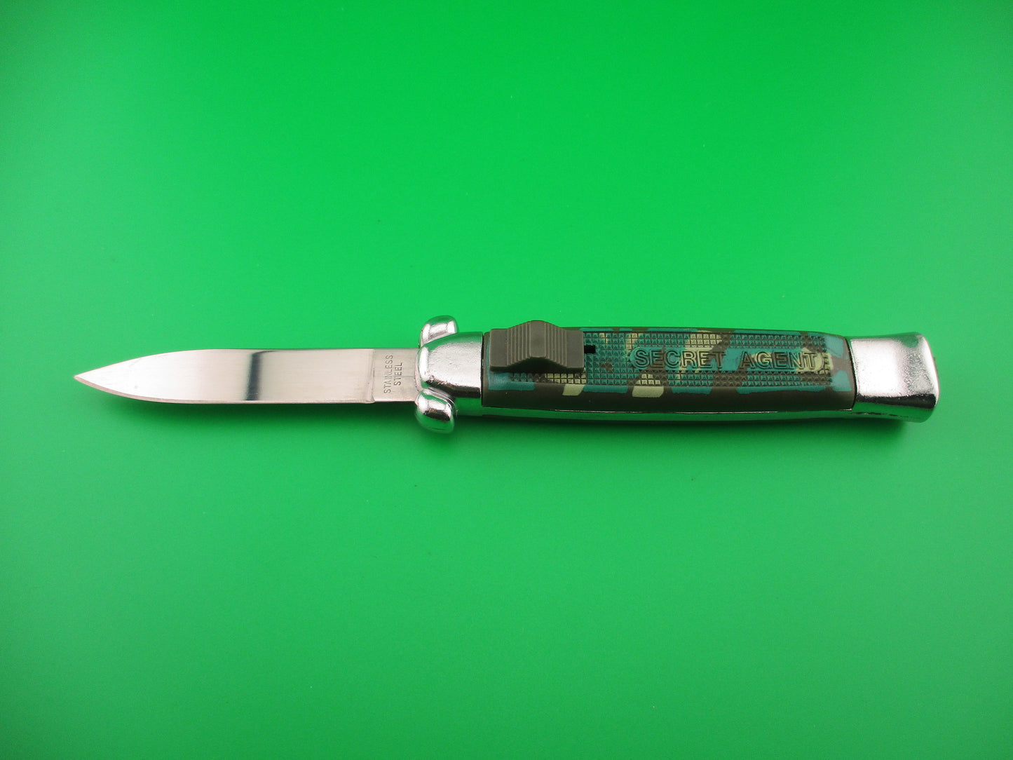 STAINLESS STEEL 21cm Secret Agent knife green Camouflage OTF automatic