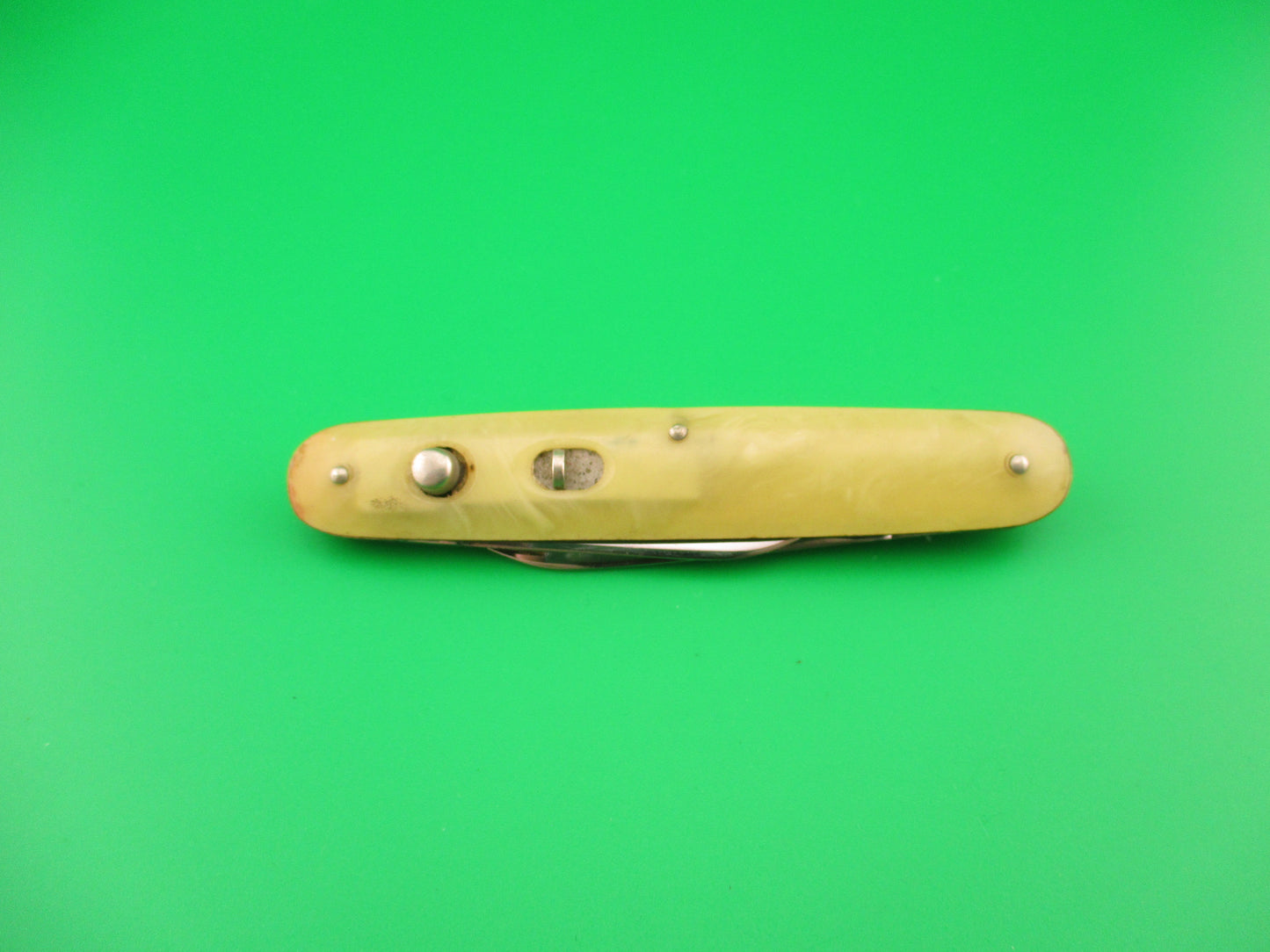 PRESTO 600S Medium double Onyx celluloid Louis Freeman Co etched automatic knife