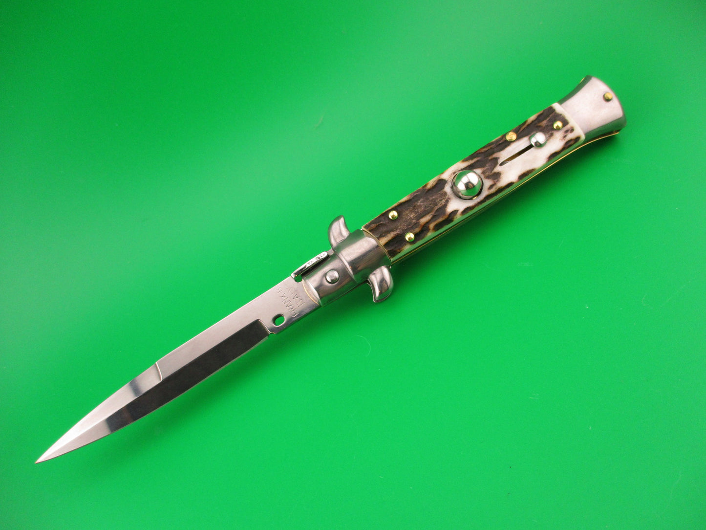 INOX 23cm Italian Transitional 1970s Vintage swivel bolster automatic knife