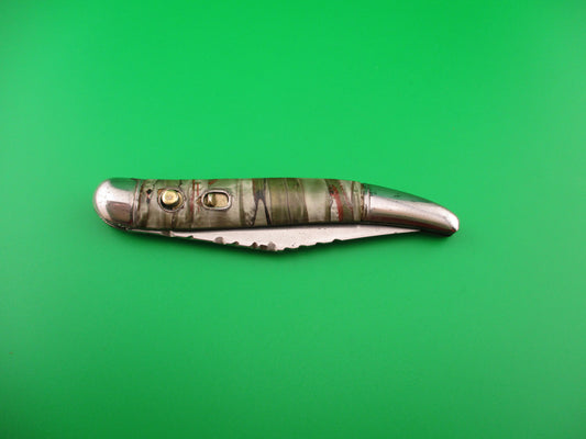 Hammer Brand Imperial Toothpick Green Pearl & Red 1950s vintage switchblade