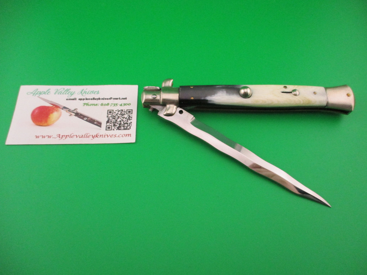 M ITALY INOX 28cm Italian Picklock 1950s Brazilian horn Kris blade automatic knife
