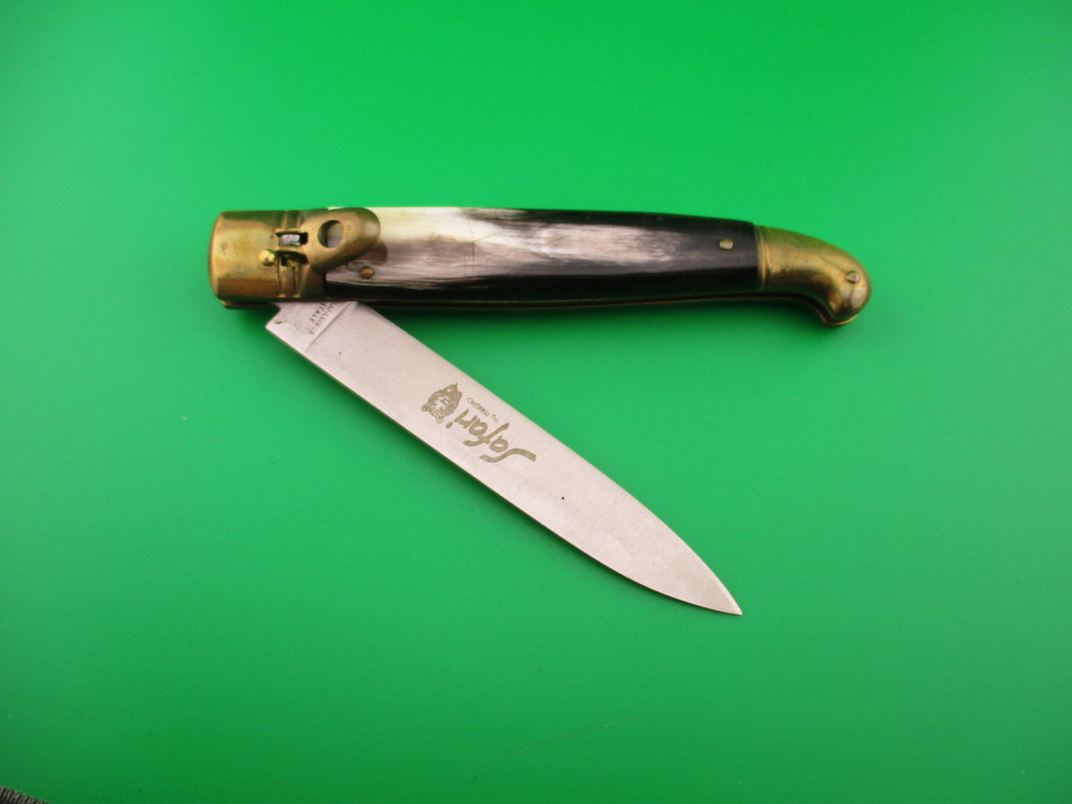 SAFARINOX ITALY by MAGRO 24cm Italian Birds Head Lever knife Brass horn