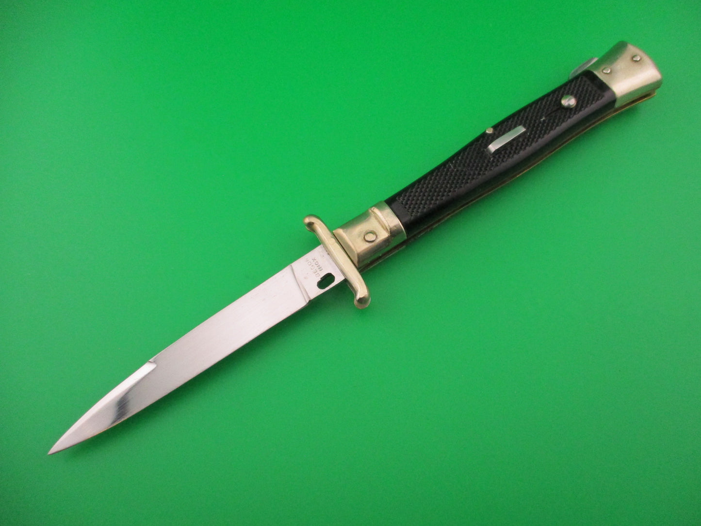 BEGON INOX MODELE DEPOSE 24cm French Swing Guard Black checkered automatic knife