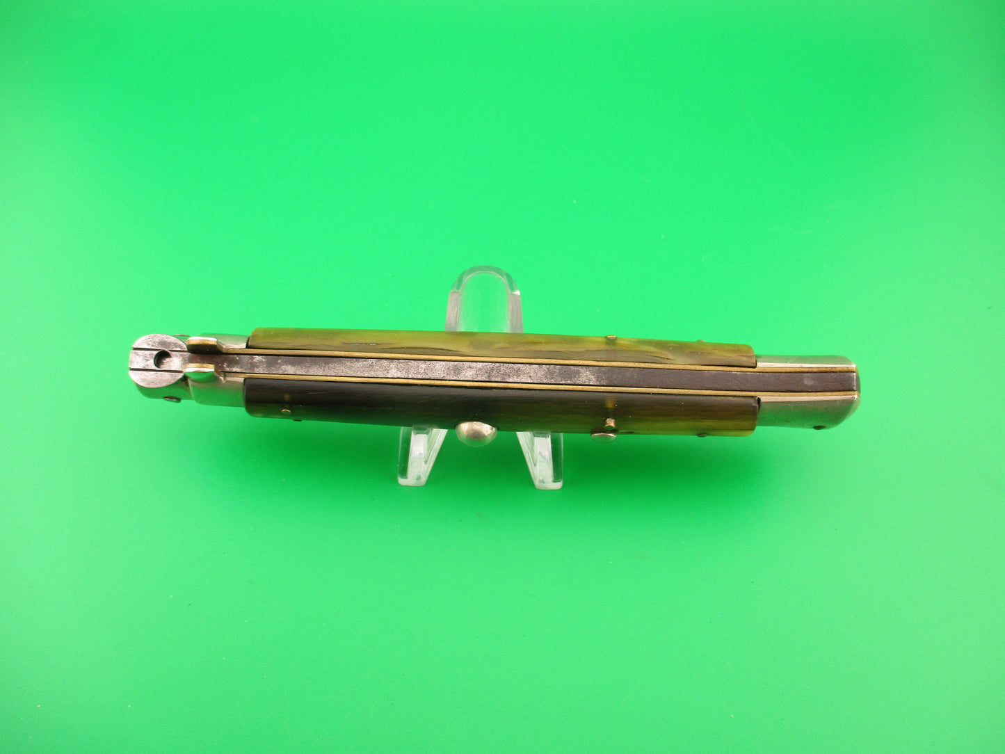Latama ITALY 28cm Italian Picklock Kris 1950s Cream & Green horn vintage automatic knife