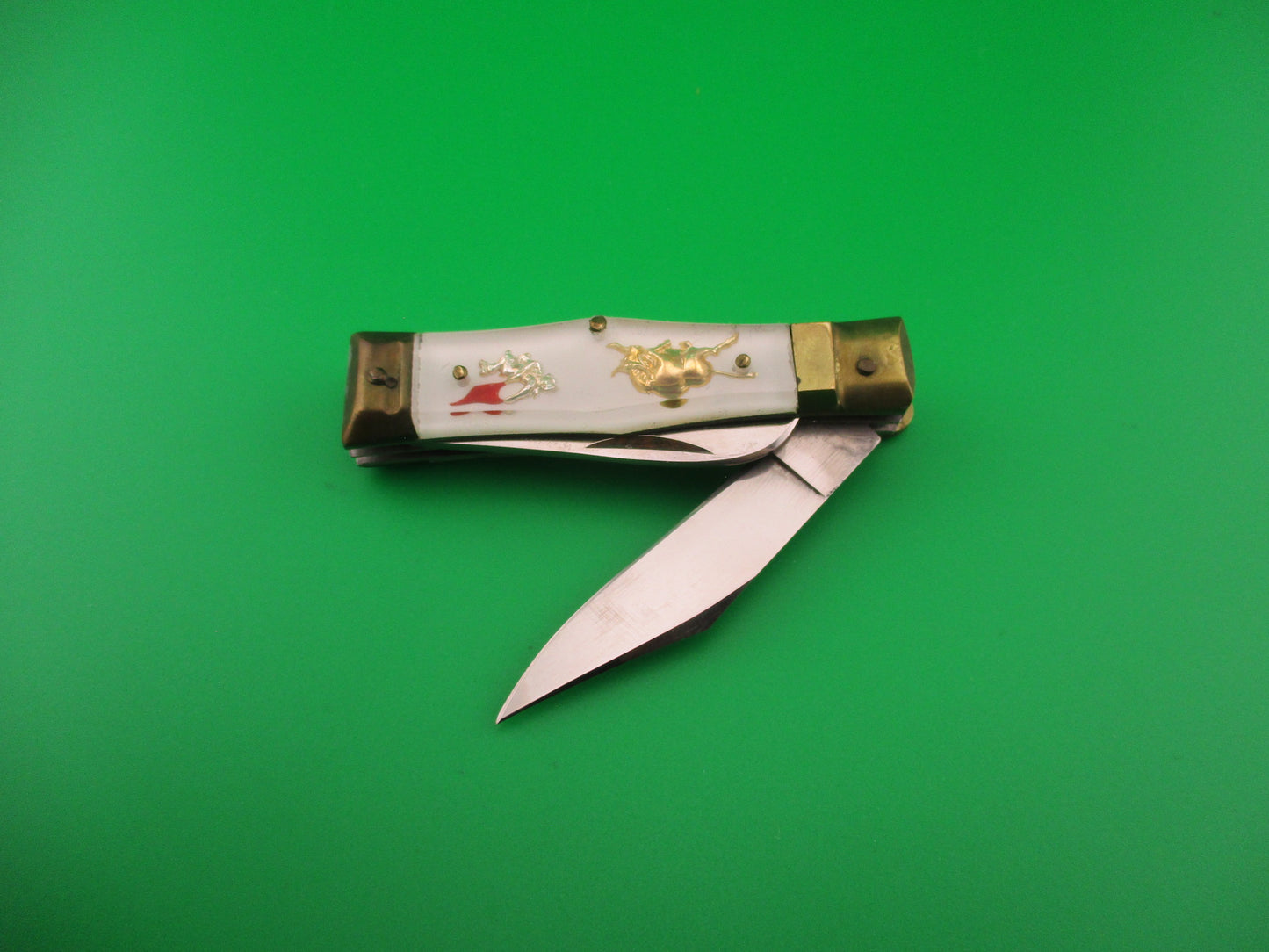 OMOR JAPAN 14cm Japanese Lever Bullfighter RARE 2 blade vintage automatic knife NIB