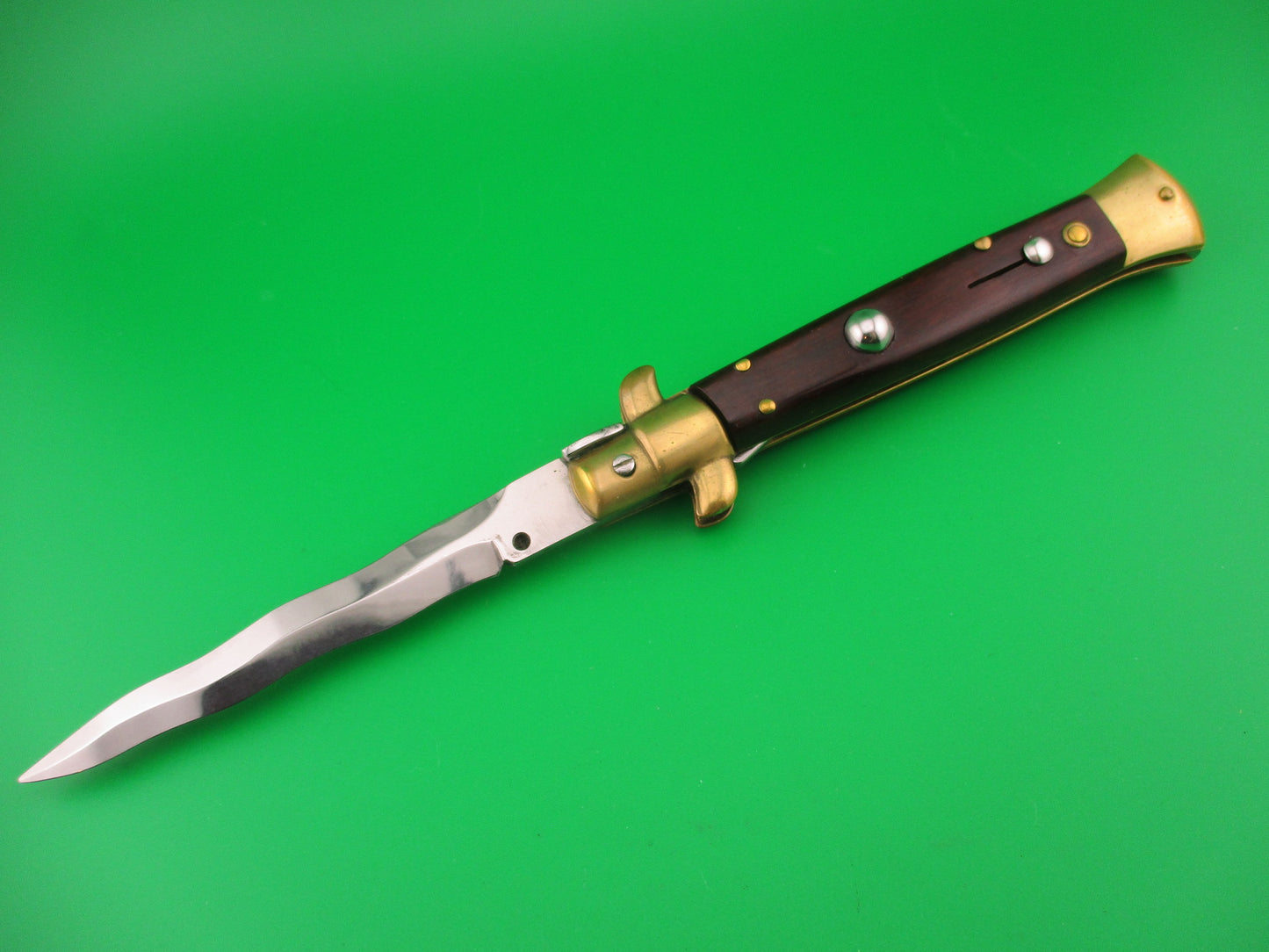 Sterile 23cm Italian Swivel bolster Wood & Brass vintage automatic kit knife