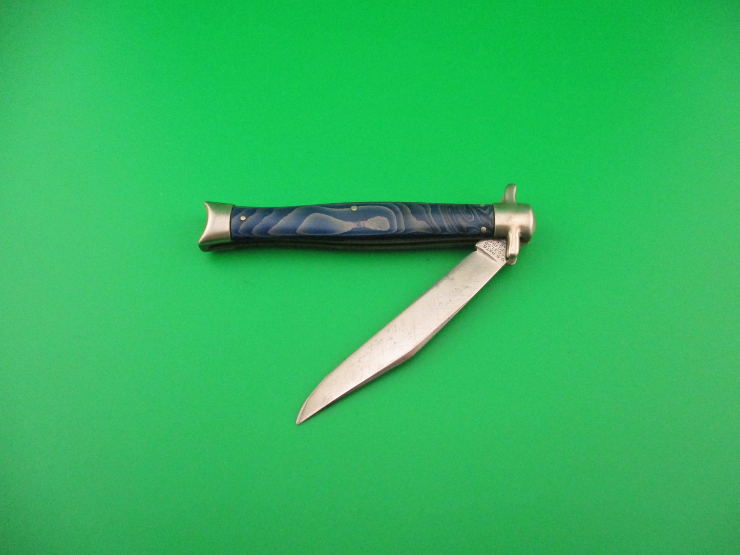 Schrade Cut Co G1514M Bowtie Blue Waterfall celluloid automatic knife