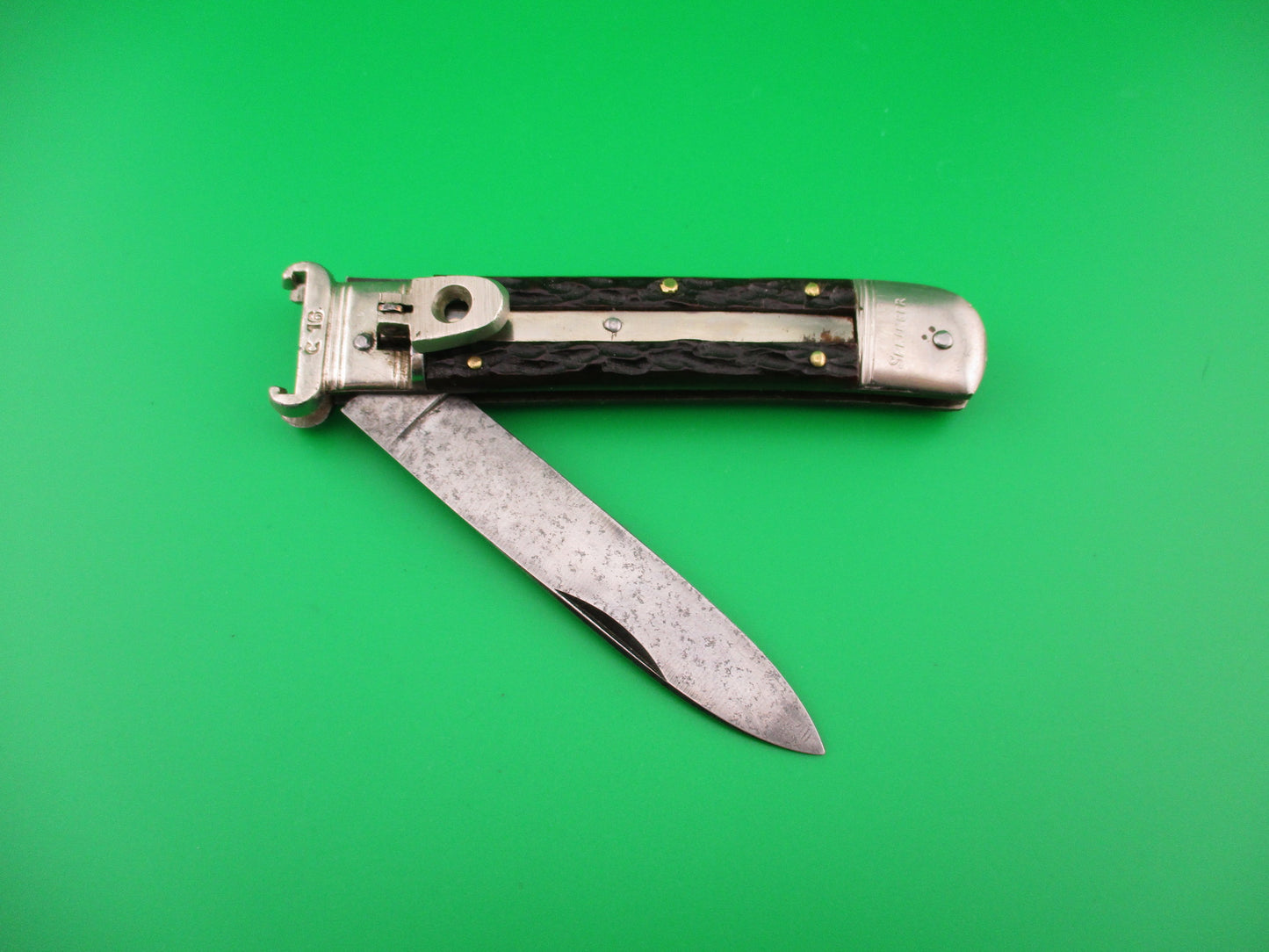 SOLINGEN GERMANY 11cm German Shell Puller Bone Lever automatic knife