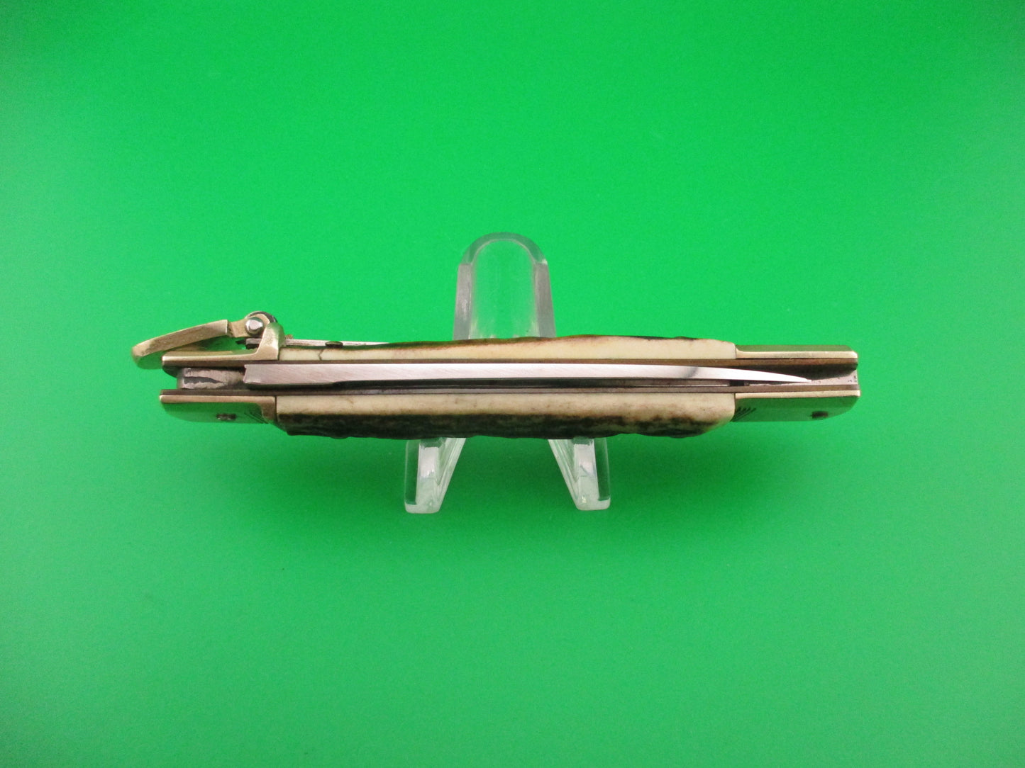 HUBERTUS SOLINGEN ROSTFREI 11cm West German Slimline Lever Stag automatic knife