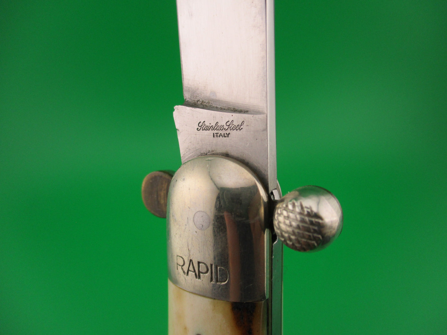 Stainless Steel ITALY 25cm RAPID Italian Stag Knob Flip Open Vintage manual knife
