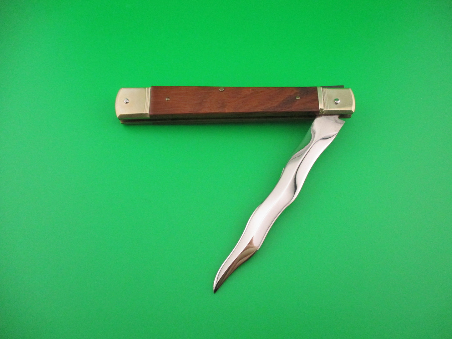 Hubertus 26cm West German Slimline Wood KRIS blade Lever automatic knife
