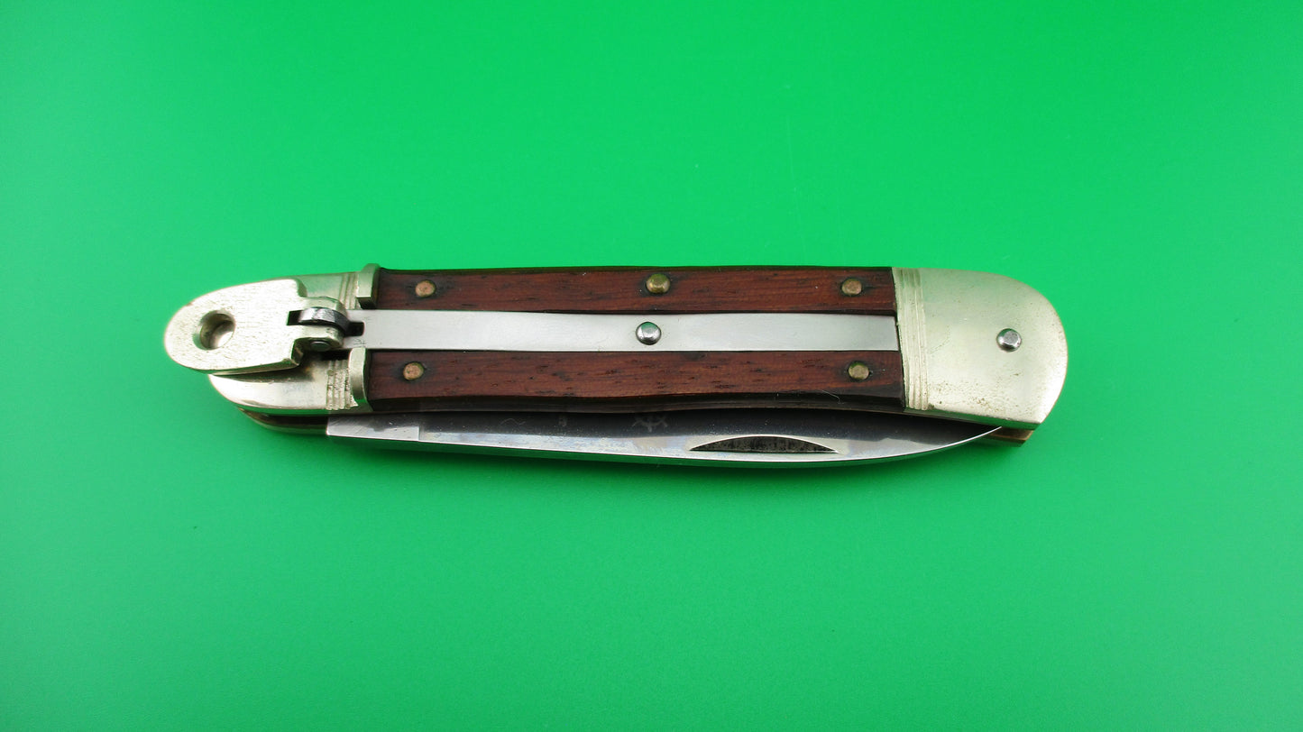 HUBERTUS 11cm German Lever automatic knife with Wood scales