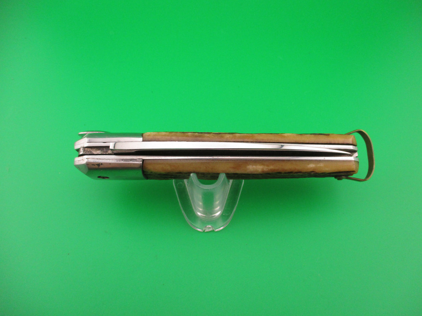 INOX 23cm French Coffin Lever Stag vintage automatic knife