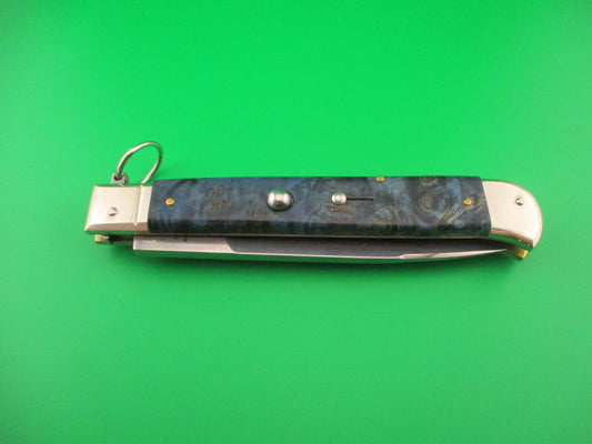 D.M. Dolphin 28cm Italian FALCON Ring pull Blue swirl automatic knife