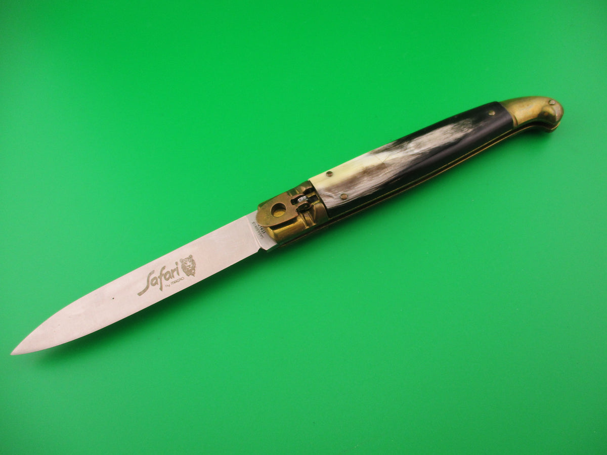 SAFARINOX ITALY by MAGRO 24cm Italian Birds Head Lever knife Brass horn