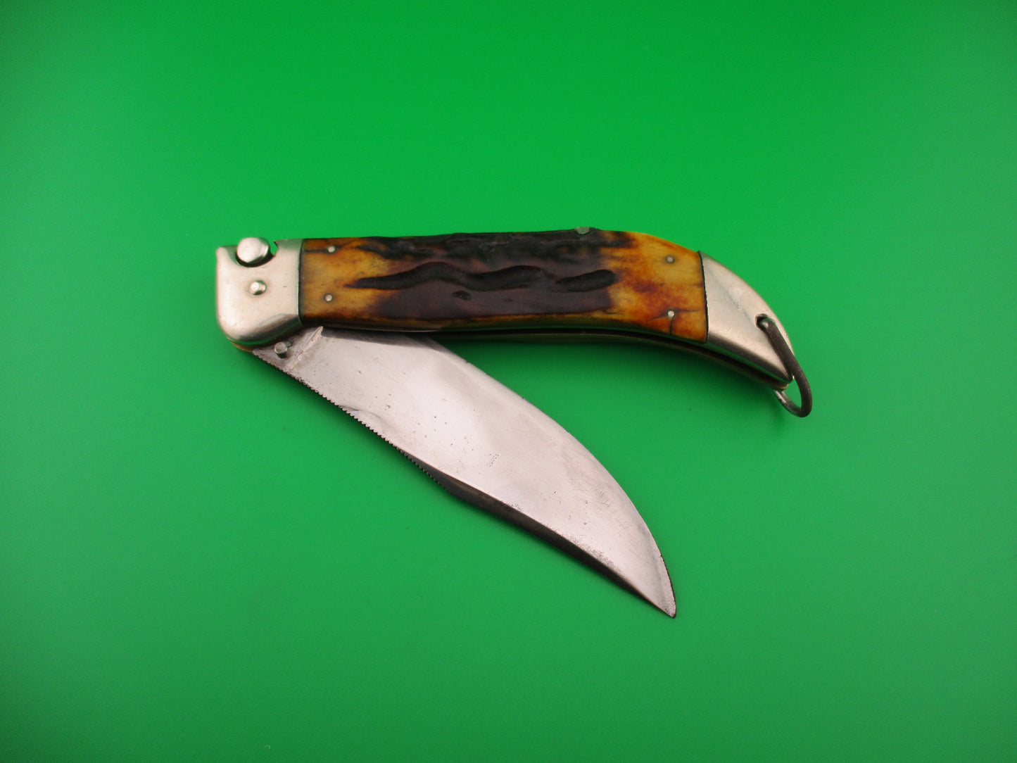 KaBar Large Grizzly Stag #2179 Vintage 1930s switchblade knife made USA