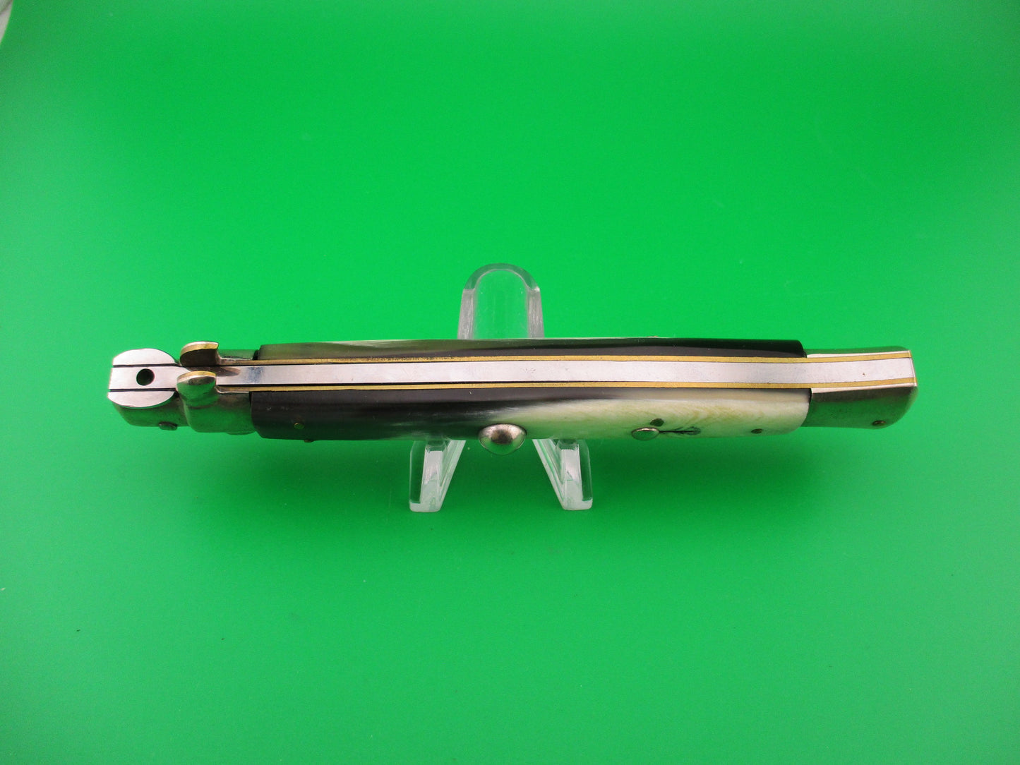 M ITALY INOX 28cm Italian Picklock 1950s Brazilian horn Kris blade automatic knife