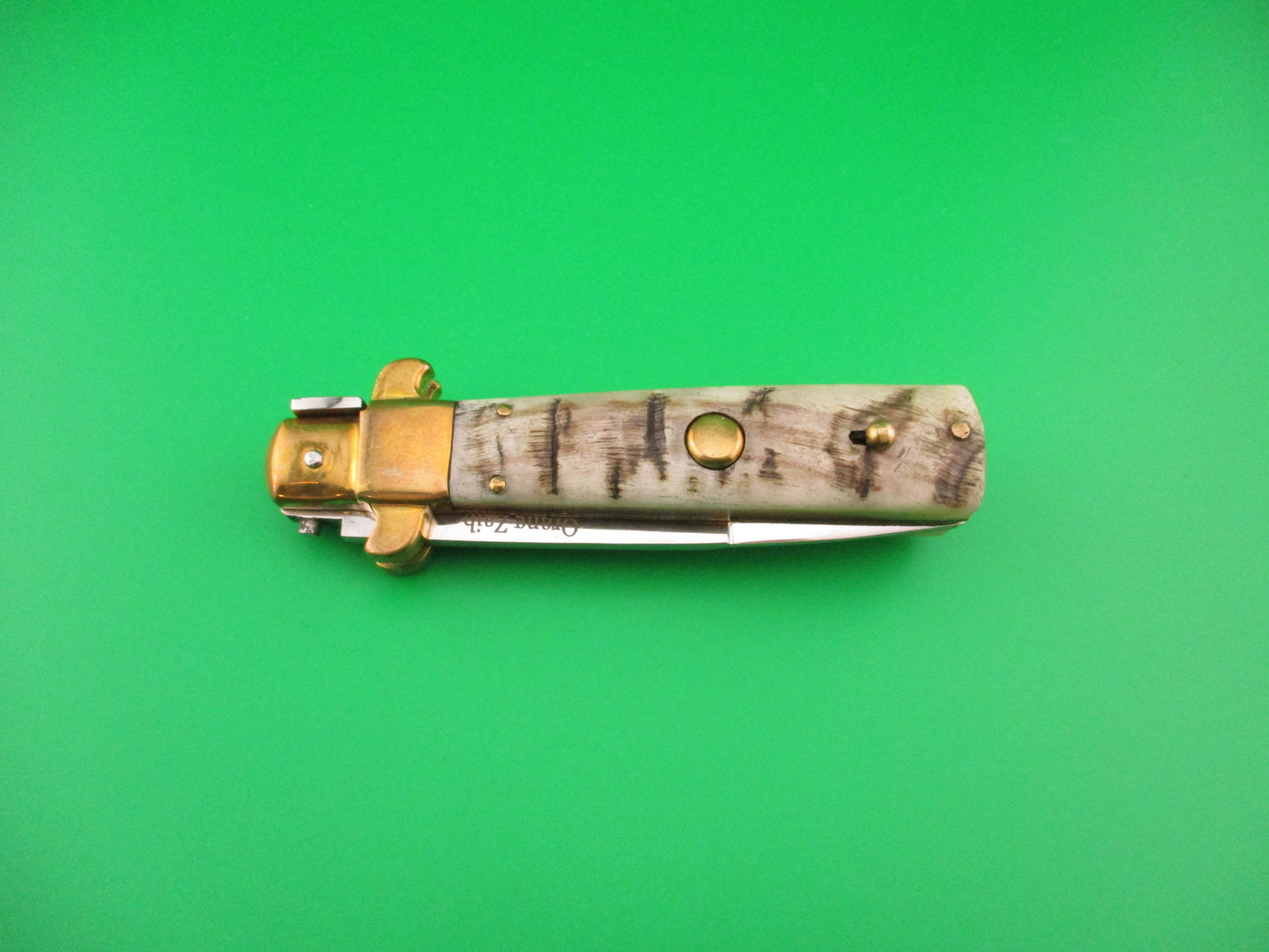 Custom 21cm Frosolone Style Ram's horn Picklock Automatic knife by Orang Zaib