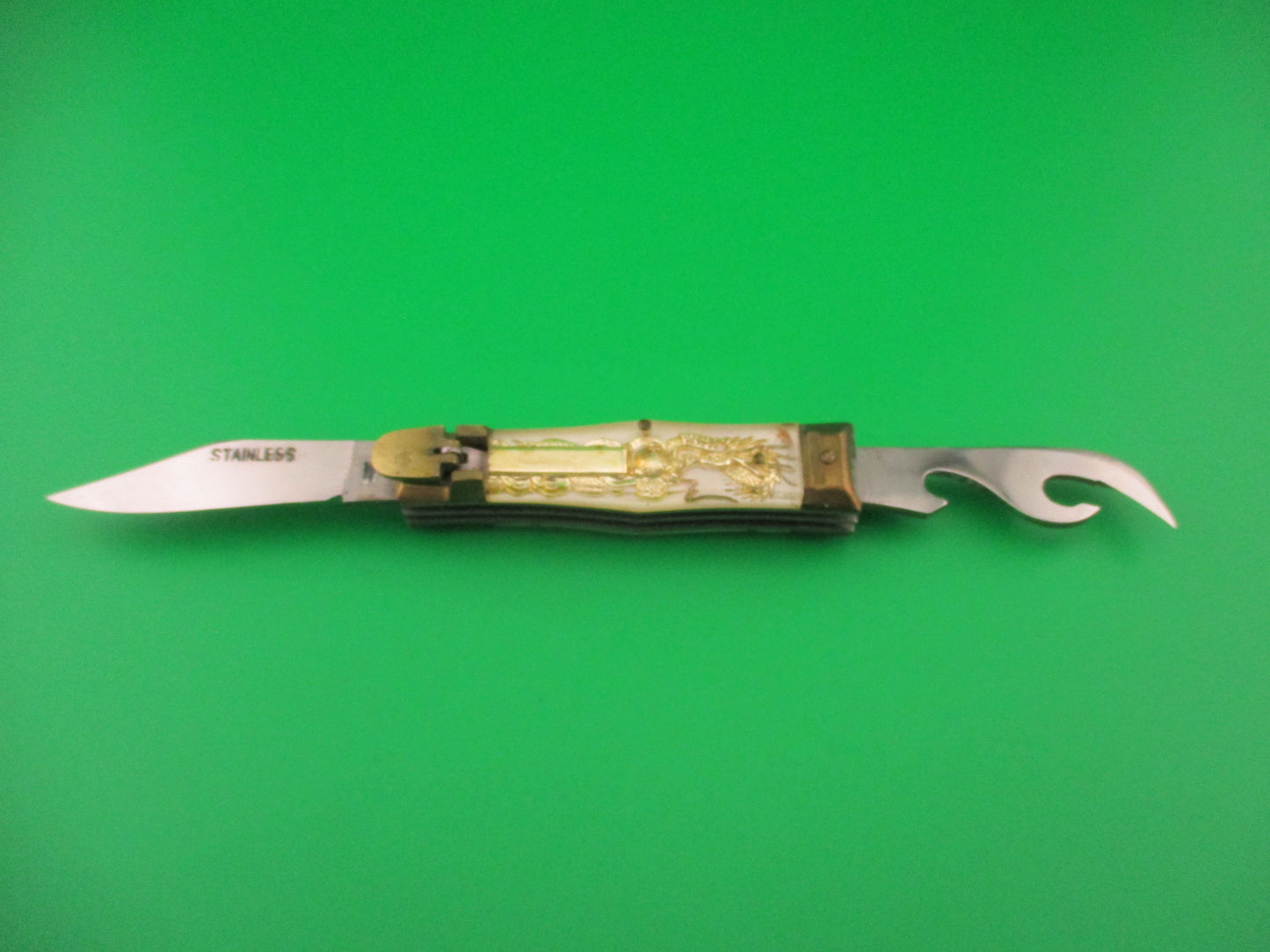 OMOR JAPAN 14cm Japanese Lever Bullfighter RARE 2 blade vintage automatic knife NIB