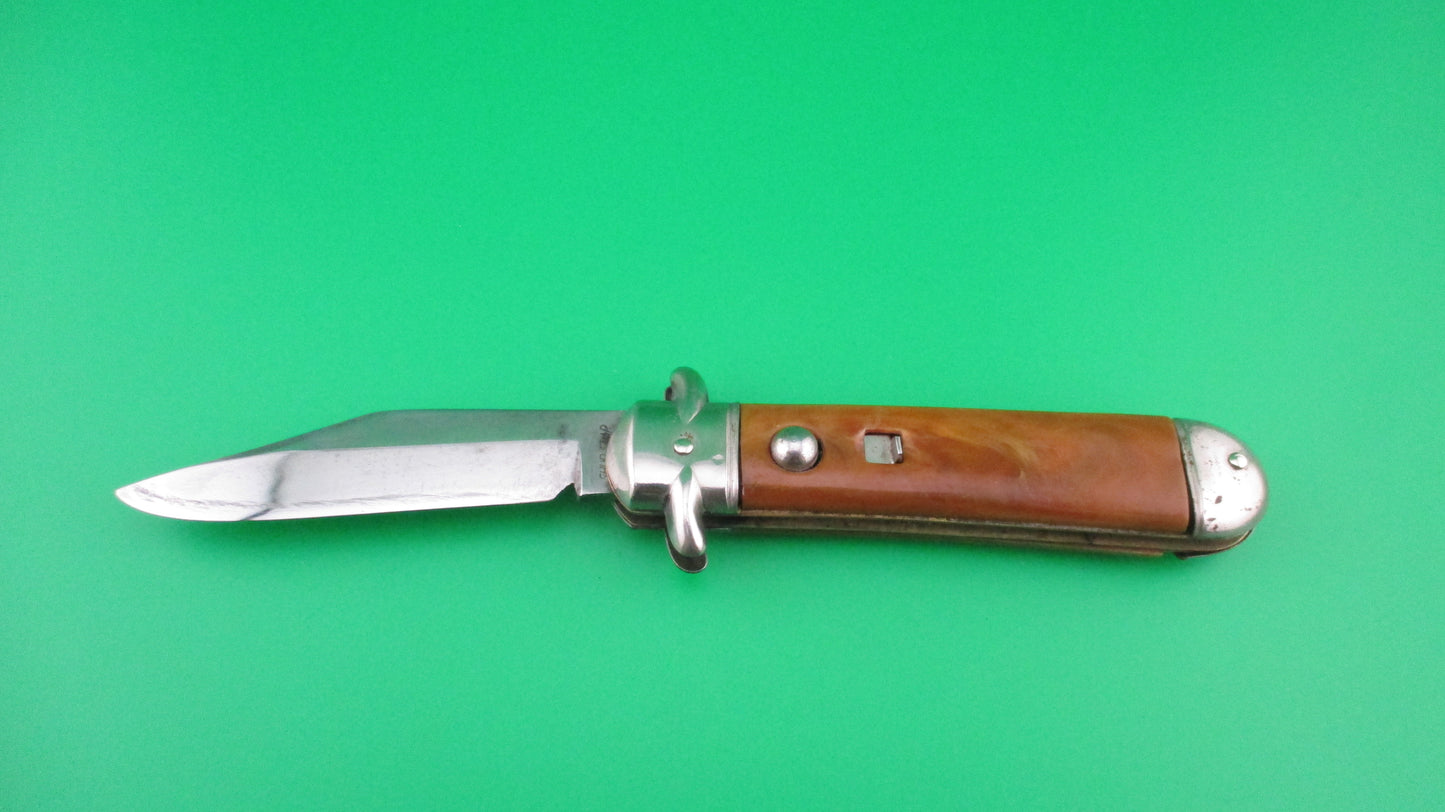 Colonial SHUR SNAP Stubby fatjack Brown swirl vintage switchblade knife