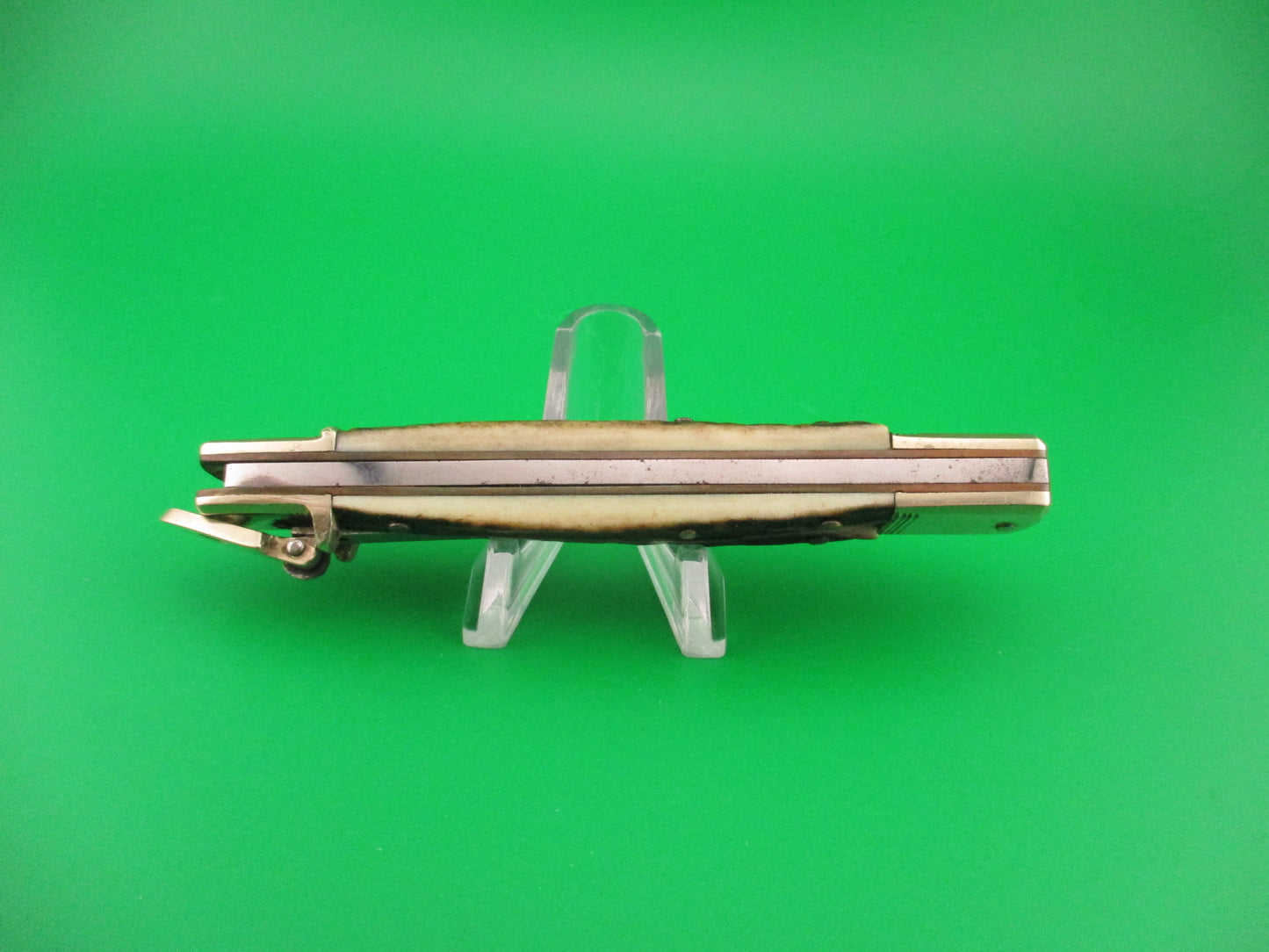 HUBERTUS SOLINGEN ROSTFREI 11cm West German Slimline Lever Stag automatic knife