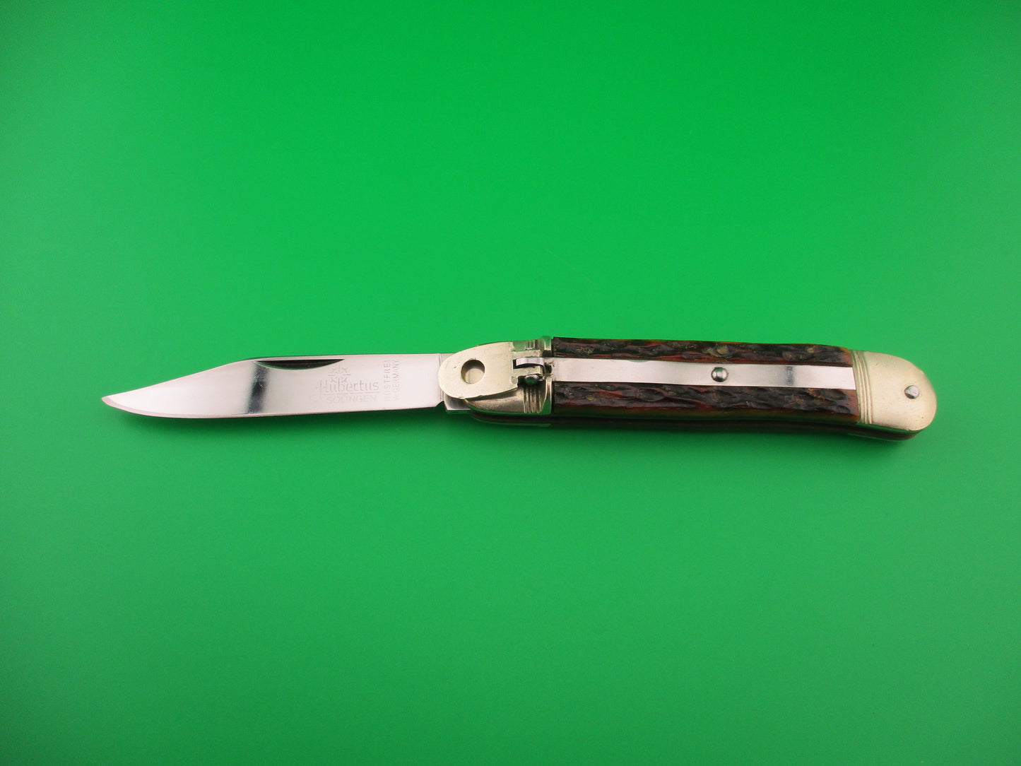 HUBERTUS SOLINGEN 10cm German Lever Jigged bone West Germany automatic knife