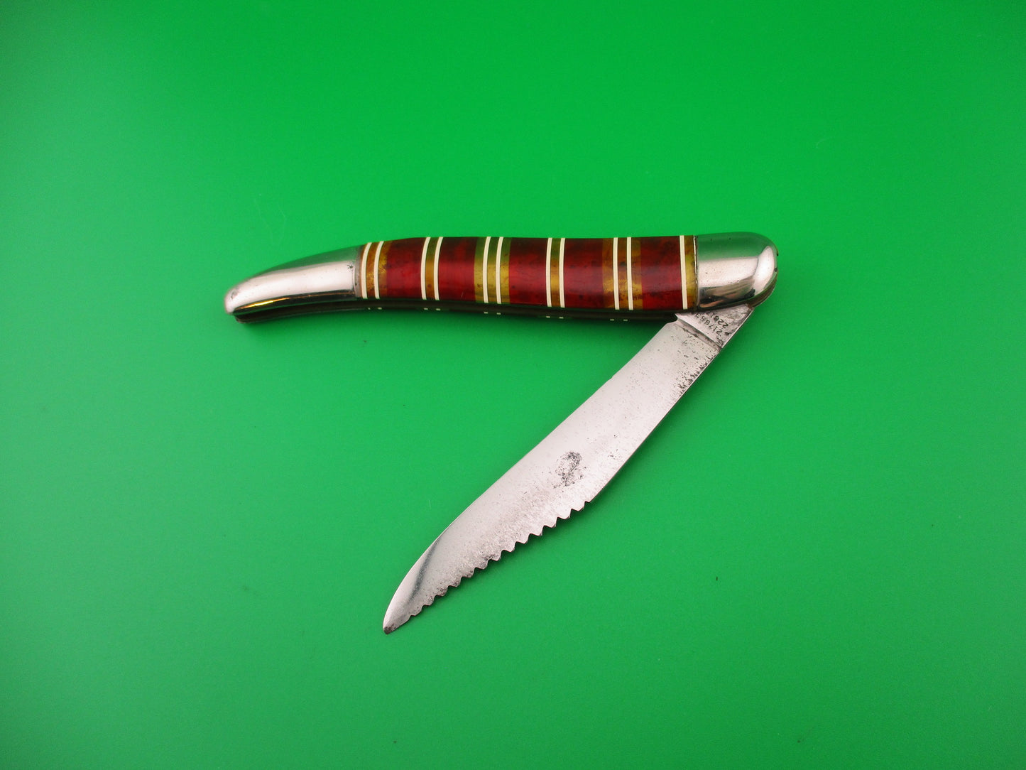 Hammer Brand Imperial Toothpick Candystripe 1950s vintage switchblade knife fish scaler