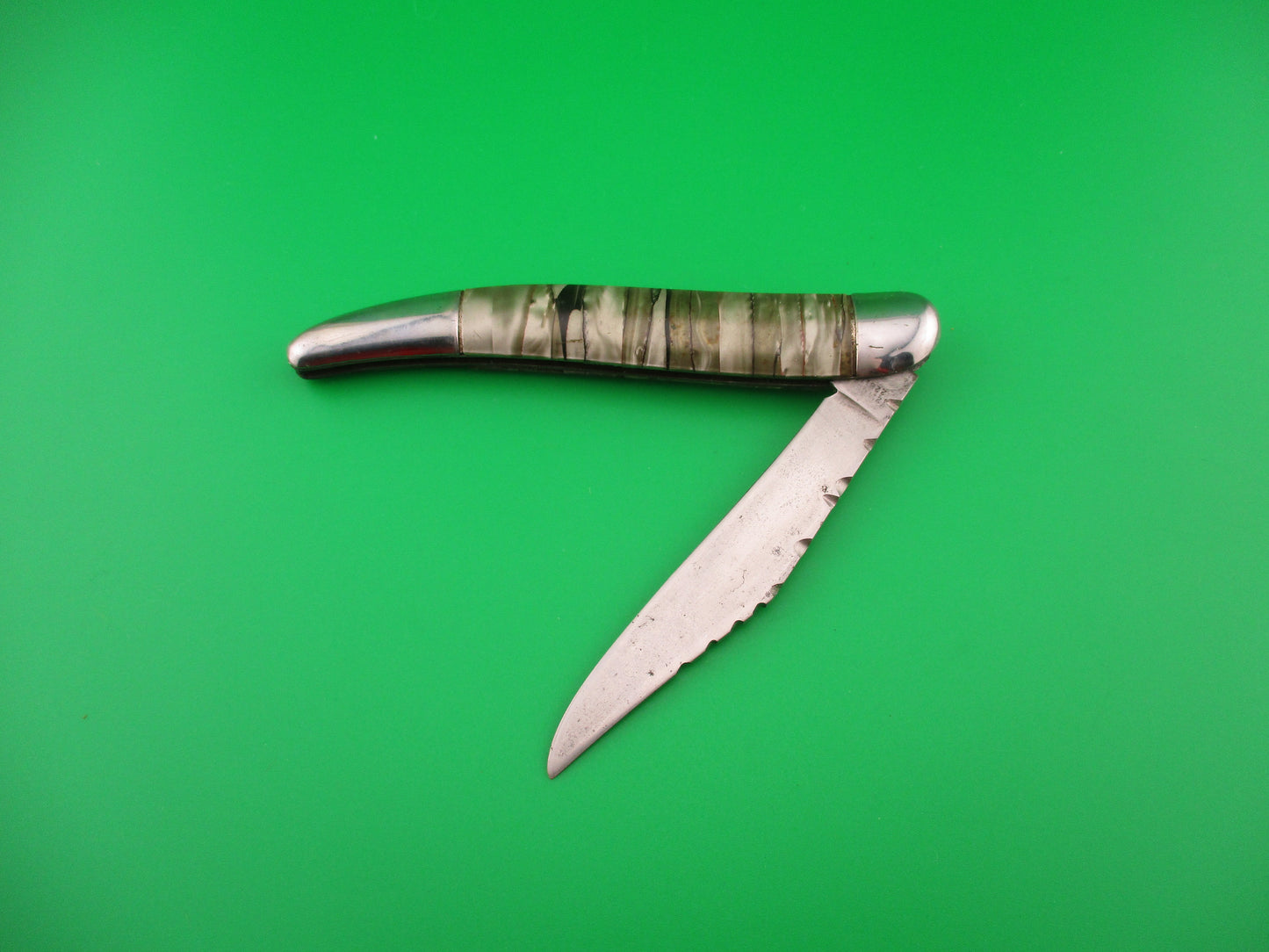 Hammer Brand Imperial Toothpick Green Pearl & Red 1950s vintage switchblade