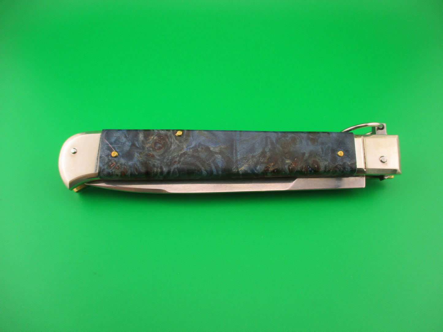 D.M. Dolphin 28cm Italian FALCON Ring pull Blue swirl automatic knife