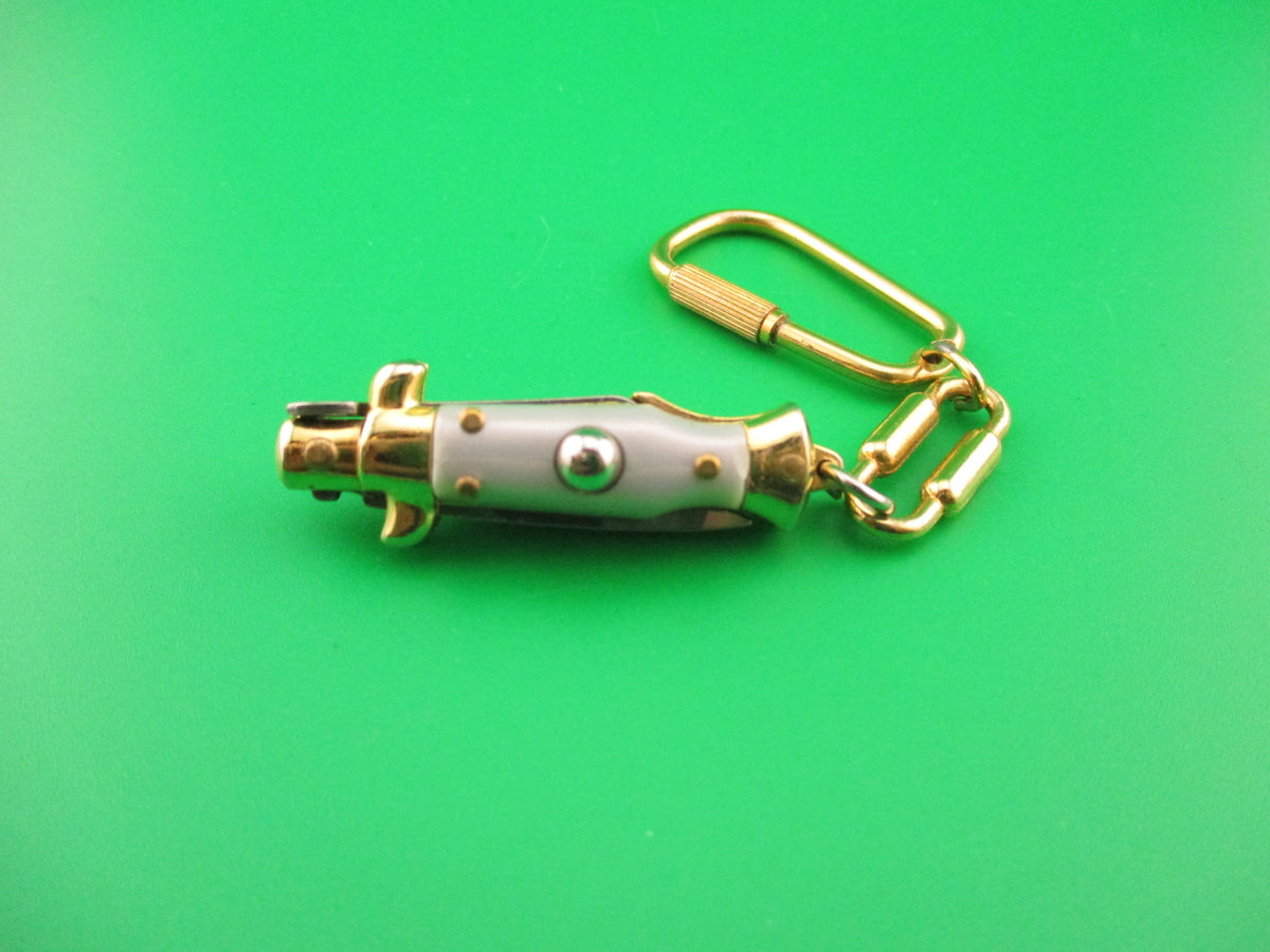 INOX ITALY 7cm Italian Mini Picklock Gold 3 pin vintage automatic knife keychain
