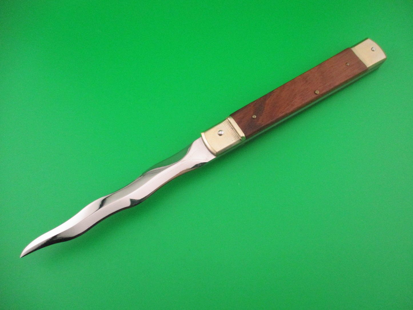 Hubertus 26cm West German Slimline Wood KRIS blade Lever automatic knife