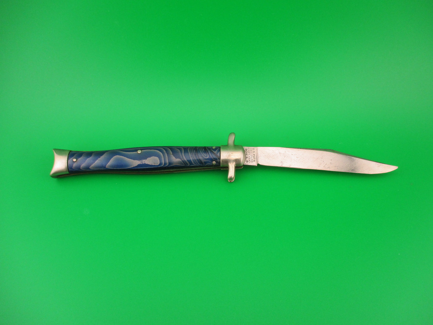 Schrade Cut Co G1514M Bowtie Blue Waterfall celluloid automatic knife