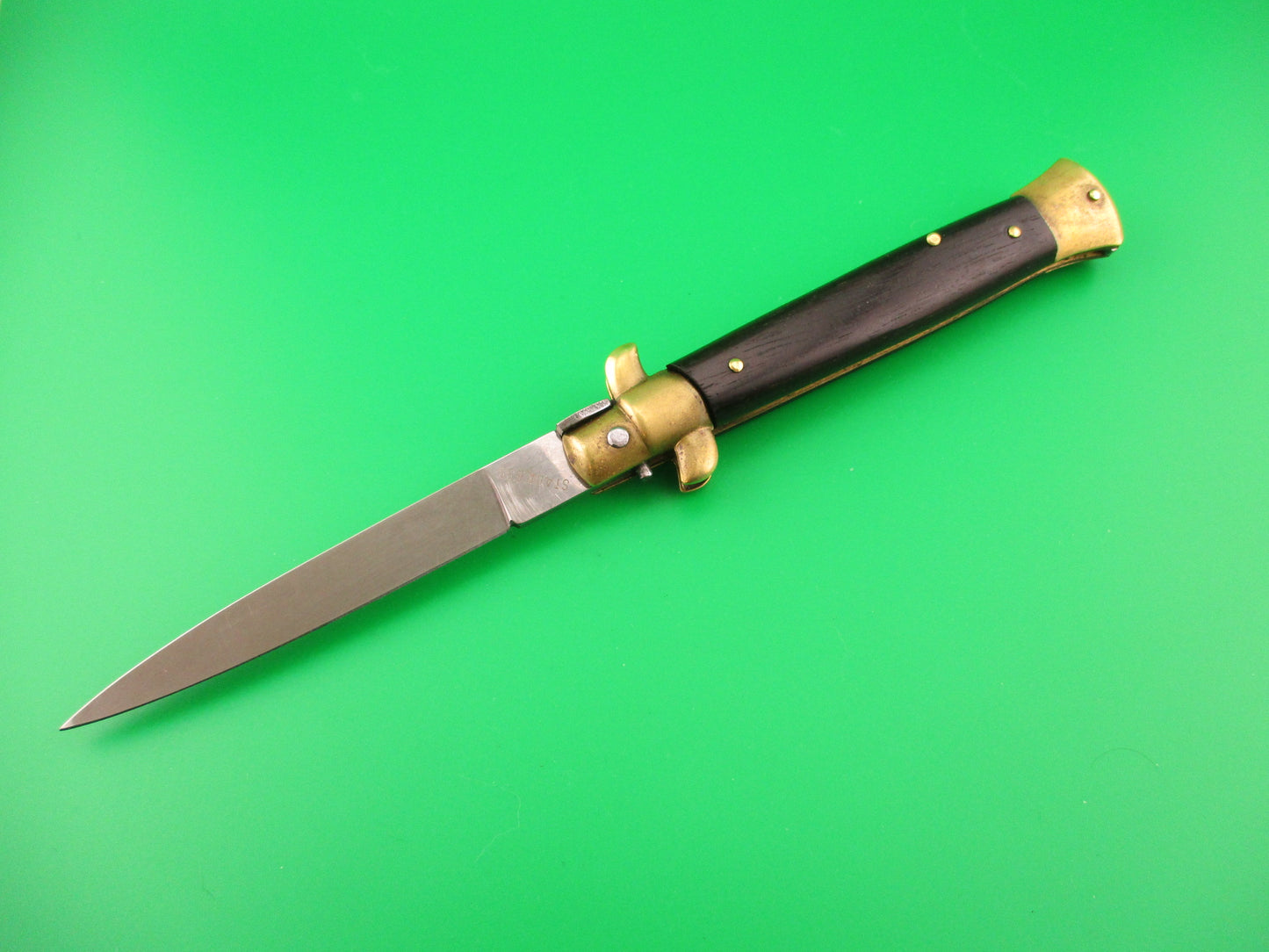 STAINLESS (slant) PATENT 23cm Italian Stiletto bolster release switchblade