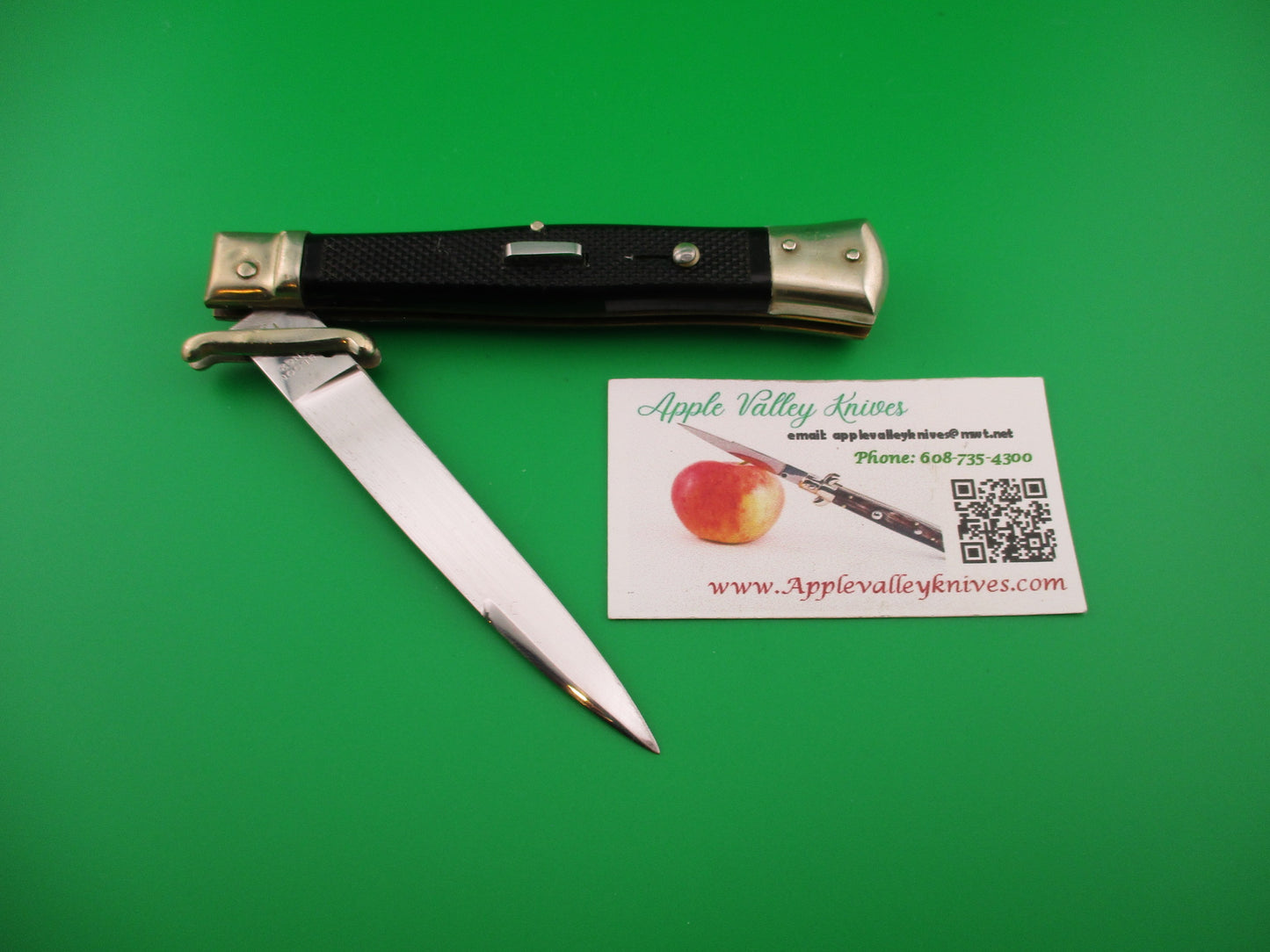 BEGON INOX MODELE DEPOSE 24cm French Swing Guard Black checkered automatic knife