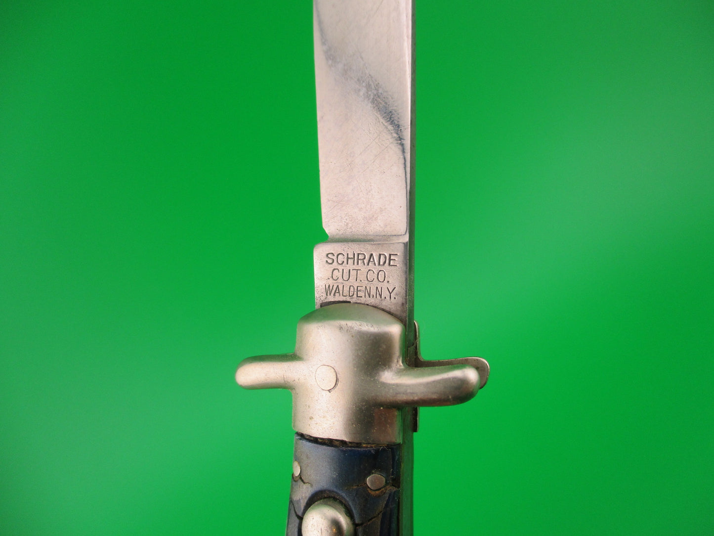 Schrade Cut Co G1514M Bowtie Blue Waterfall celluloid automatic knife