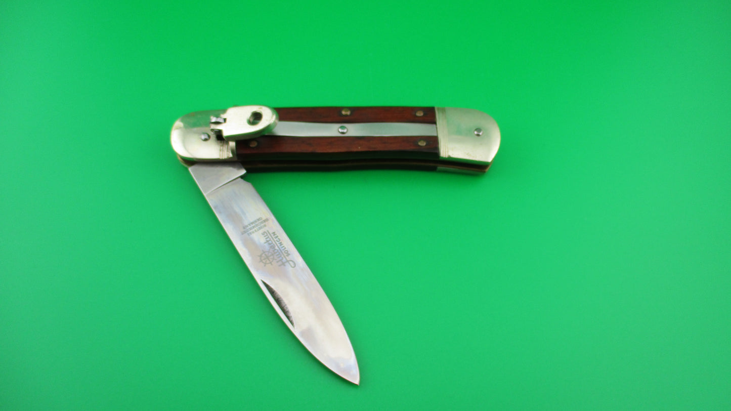 HUBERTUS 11cm German Lever automatic knife with Wood scales