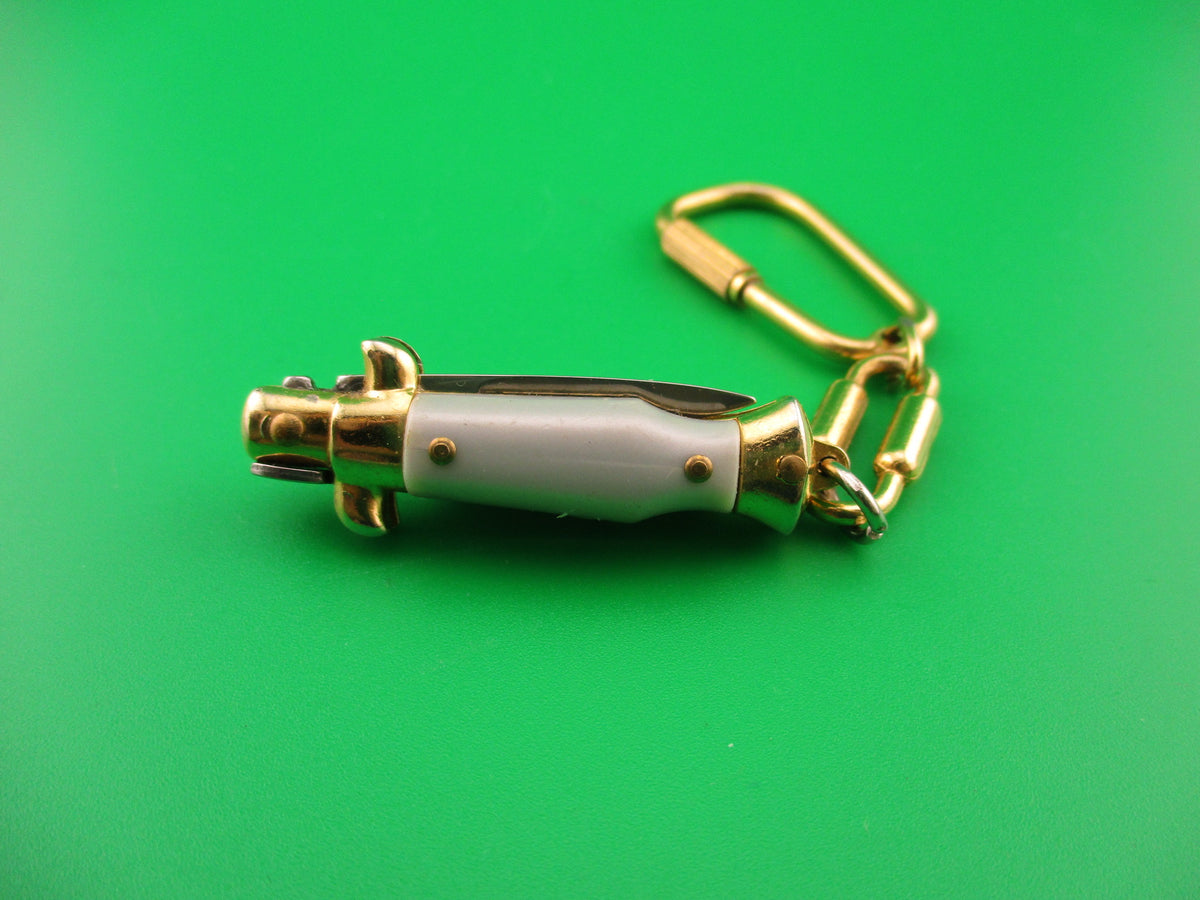 INOX ITALY 7cm Italian Mini Picklock Gold 3 pin vintage automatic knife keychain