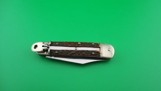 Hubertus Solingen 8cm German Lever Liliput Stag automatic knife